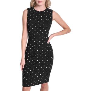 DKNY Women's Sleeveless Jewel Neck Scuba Crepe Sheath Dress Mini Dress, Size 4