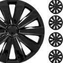 OMAC - ABS Black Hub Caps 16 Inch Set of 4, Tapas para Rines 16, Premium Wheel Covers 16 Inch, R16 Rim Cover Set, Snap On Durable Car Replacement Exterior Accessories