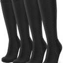 Compression Socks for Men & Women (2 Pairs) 20-30 mmHg Graduated Compression Knee High for Running, Athletic (Black). L/XL Size