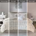 Intelligent Design Raina Full/Queen Comforter Set, Soft Microfiber, Modern Geometric Metallic Bed Set, 5 Pieces College Bedding with 2 Shams, 2 Toss Pillows Ivory/Gold