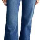 KUNMI Women's Wide Leg Jeans High Waisted Straight Leg Stretchy Denim Pants with Pockets, Size: 6 Dark Blue