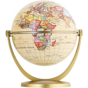 Annova Mini Antique Globe 4-inch / 10 cm - Swivels in All Directions Educational, Decorative, Unique, Small World, Desktop, Vintage (Mini Globe 4")