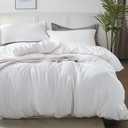 Bedsure Duvet Cover Oversized King Size - Soft Double Brushed Bedding Set for Kids & Adults, Zipper Closure, 3 Pieces, Includes 1 Duvet Cover (120"x98") & 2 Pillow Shams, NO Comforter, Bright White
