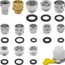 14Pcs Faucet Adapter Kit - Universal G1/2 Thread Compatibility, 12-in-1 Multi-Connection Set with Rust-Proof Brass, for Kitchen/Garden/Washing Machine (Homeowners, DIYers, Plumbers)
