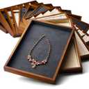 Oirlv 12 Grids Wood Jewelry Organizer Tray Stackable Jewelry Drawer Tray Bracelet/Watch Showcase Display Storage(Creamy-white)