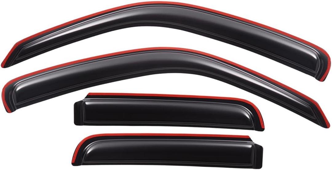 Lightronic Extra Durable Clip-on in-Channel Auto Vent Window Visor, Fits 2002-2007 Jeep Liberty, UV Protection Rain Guard, Original Window Deflector, No-Drill Easy Install, Dark Smoke, 4-Pcs