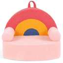 Costzon Kids Couch, Comfy Toddler Soft Sofa Chair with Fleece Fabric Cover, Kids Furniture for Playroom, Children Reading Armchair for Boys & Girls Gifts Aged 3+ (Medial,Rainbow Arc)
