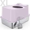 XL Stainless Steel Cat Litter Box Top Entry Extra Large Metal Litter Box with High Side for Big Cats, Multiple Cats, No Odor, Easy to Clean, Anti-Urine Leakage, Dog-Proof, Non-Sticky (8 - Purple (Pack of 1))