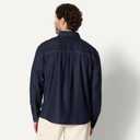 Amazon Essentials Men's Modern Oversized-Fit Denim Button-Down Shirt, Button Front (Blue, XS)