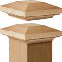 Sasylvia 2 Pcs 3.5 x 3.5 Inch Red Oak Wood Newel Post Cap Fence Post Cap Mounting Kit for Indoor Stair Outdoor Fences Mailboxes Decks