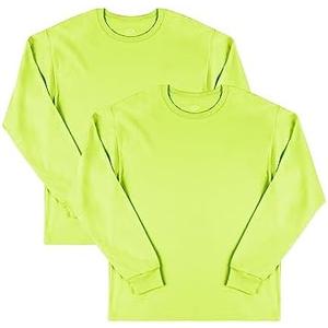 Fruit of the Loom Mens Eversoft Cotton Long Sleeve T Shirts, Breathable & Moisture Wicking with Odor Control, Safety Green 4XL