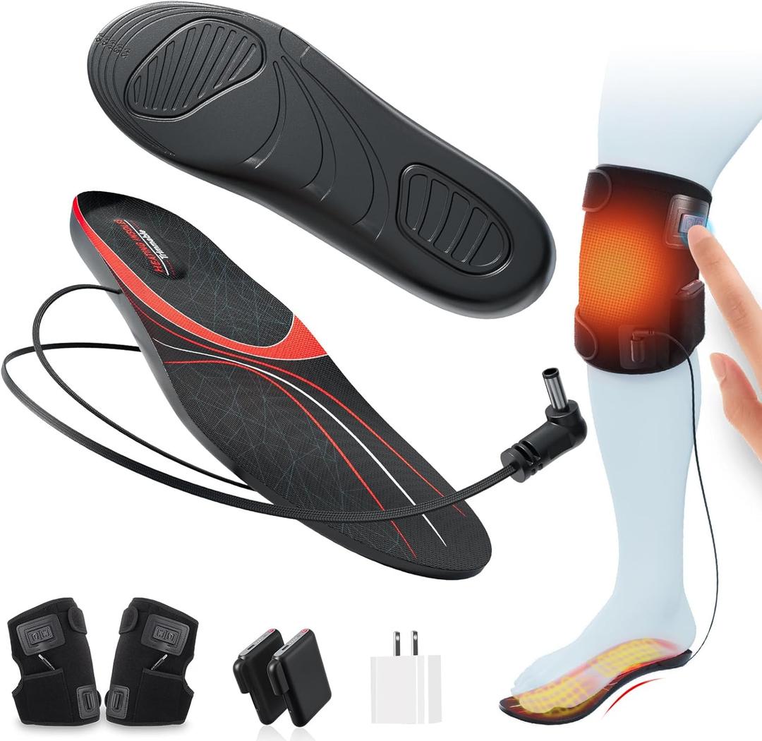 Heated Insoles, Kamlif 7.4V Rechargeable Foot Warmers, Heated Shoe Inserts Winter Thermal Soles for Men and Women, Skiing, Hunting, Hiking, Camping Outdoor Sports