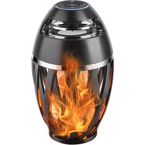 Tioneger Flame Outdoor Bluetooth Speaker, LED Table Lamp with Flame Light, Portable Wireless Waterproof LED Flickers Speaker with Handle, Gifts for Men (A1)