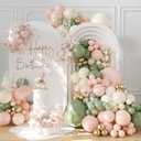 Sage Green Pink Gold Balloon Arch Kit 132Pcs Sage Green Pink Peach Ivory White Gold Clear Balloons for Boho Wildflower Baby Shower Bridal Shower Birthday Party Tea Party Decorations