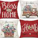DFXSZ 4th of July Pillow Covers 18x18 Set of 4 American Flag Fireworks Star Decor Truck Flower Basket Independence Day Outdoor Pillow Covers, Polyester Cushion Case Gifts for Home Decor 175H (18" x 18" (Pack of 4), Red)