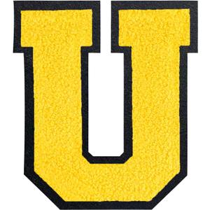 2 x 6-1/2" Varsity Letter Patches Yellow Iron On Letters Letterman Jacket Patches Chenille Large Iron On Letters for Clothing Jacket/Hoodie/Varsity U