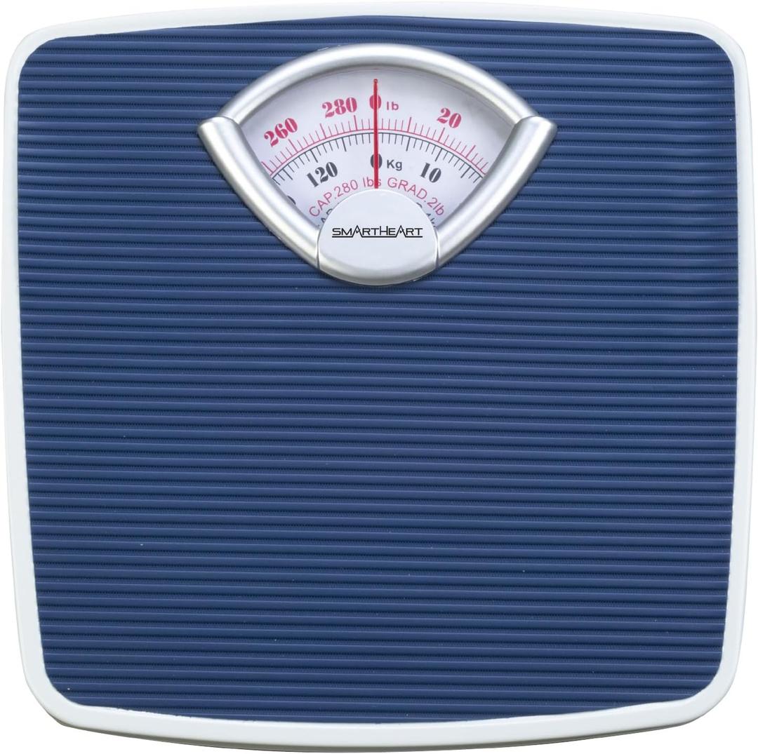 SmartHeart Analog Body Weight Scale | Mechanical Scale | 286 lbs / 130 kg Capacity | Non-Skid Platform | Easy Dial Calibration | No Batteries Needed