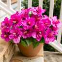 HyeFlora Artificial Hibiscus Flowers for Outdoors Faux Plant Spring Decor, 4 Bundles Fake Tropical Flowers UV Resistant Realistic Outdoor Silk Flower for Outside Planter Porch Patio Garden Window Home (Purple Red Hibiscus)