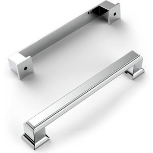 Amerdeco 10 Pack Polished Chrome Cabinet Pulls 5 Inch(128mm) Hole Center Cabinet Hardware Kitchen Cabinet Handles for Bathroom Drawer Pulls Dresser Pulls ZH0001