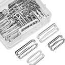 Boao 40 Pieces Bra Hooks Replacement Bulk Metal Swimsuit Bra Hooks Bikini Clasp Bathing Suit Clips Strap Adjustment Slider Rings for Swimsuit Lingerie Bikini, 2 Sizes(18 mm, 25 mm,Black, Silver)