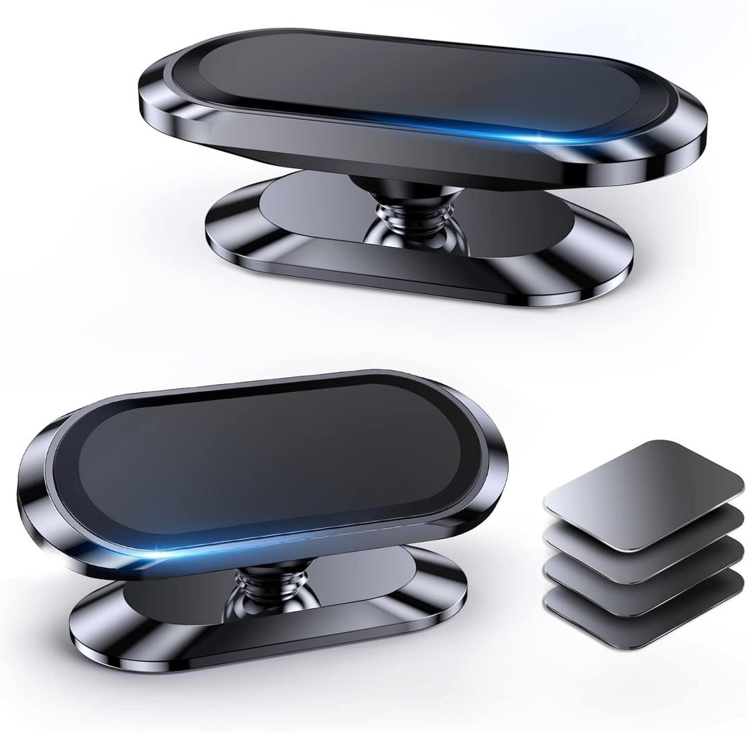 2-Pack Magnetic Phone Holder for Car DashStrong Magnet Magnetic Car Phone Holder Mount 4 Plate Phone Holders for Your Car Phone Mount for Car Dashboard Cell Phone Car Mount for iPhone Samsung (Black)