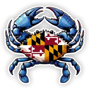 Maryland Flag Blue Crab Stickers - Vibrant Red, White, Black, and Gold Decal for Laptops, Cars, Water Bottles - Authentic State Pattern Design (4")