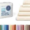 CGK Unlimited Split King Size 5 Piece Cream Sheet Set + Split King Size Terry Mattress Protector