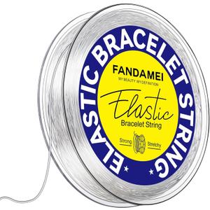 FANDAMEI 0.8mm Elastic Strings for Bracelets, Crystal Stretch Bead Cord for Jewelry Making, Clear Stretchy Elastic String Cord for Beading, Transparent Thread for Bracelet Necklace Making