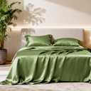 Love's cabin Full Size Satin Sheet Sets - 4 Piece Sage Silky Satin Sheet Set Full with Deep Pocket, Luxury Silk Feel Satin Bed Sheets Full Bedding Set (1 Flat Sheet,1 Fitted Sheet,2 Pillow Cases)