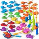 Magnetic Fishing Game Set for Toddlers 1-3 & Kids Age 3-5 Fishing Toys Includes Pole Rod Net & Floating Fish Water Table Bathtub & Pool Play Accessory with Ocean Animals for Summer Fun