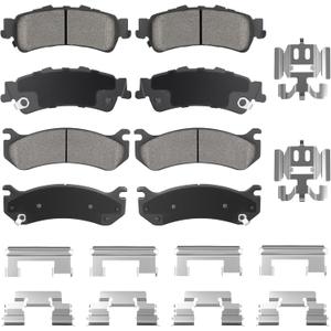 Front Ceramic & Rear Semi-Metallic Brake Pads Set for Chevy Silverado 1500 for GMC Sierra 1500 1999-2006, Suburban 1500 5.3L, Tahoe 4.8L 5.3L 00-01, Astro 03-05, Yukon 00-01, Safari 03-05, 8PCS