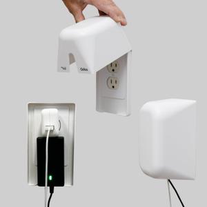 Qdos Safety Large Outlet Cover Box for Baby Proofing Outlets | Secure Hidden Lock | Oversized Interior for Bulky Plugs, Charging Blocks & Adapters | Modern Universal Design | Easy Install | 2 Pack 