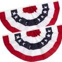 3x6 Ft American Pleated Fan flags 4th of July Decorations Memorial Day Bunting Flags outdoor- Half Banner Patriotic flag USA porche Flags 2-Pack