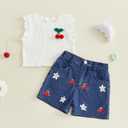 VISGOGO Toddler Baby Girl Short Set Summer Denim Outfits 6 12 18 24M 2T 3T 4T 5T Flower Jeans Shorts Tops Kids Girl Clothes