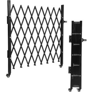 Single Foldable Security Gate 85" H x 95" W Aluminum Expandable Fence Portable Safety Barrier with Casters Retractable Driveway Gates 360Rolling Barricade Gate Mobile Barricade Safety Barrier