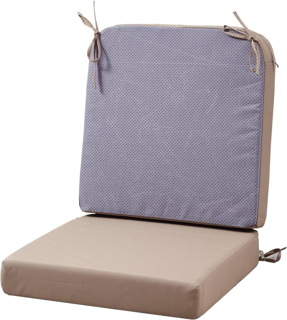 19 x 19 Inch Outdoor Seat Cushions for Patio Furniture with Non Slip and Ties Waterproof & UV Resistant Round Corner Outdoor Chair Cushions Replacement Set of 2, Khaki