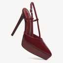 NEWBELLA Women's Patent Leather Platform Pumps Stiletto Heels Slingback Sandals with Ankle Strap-Pointed Toe High Heels