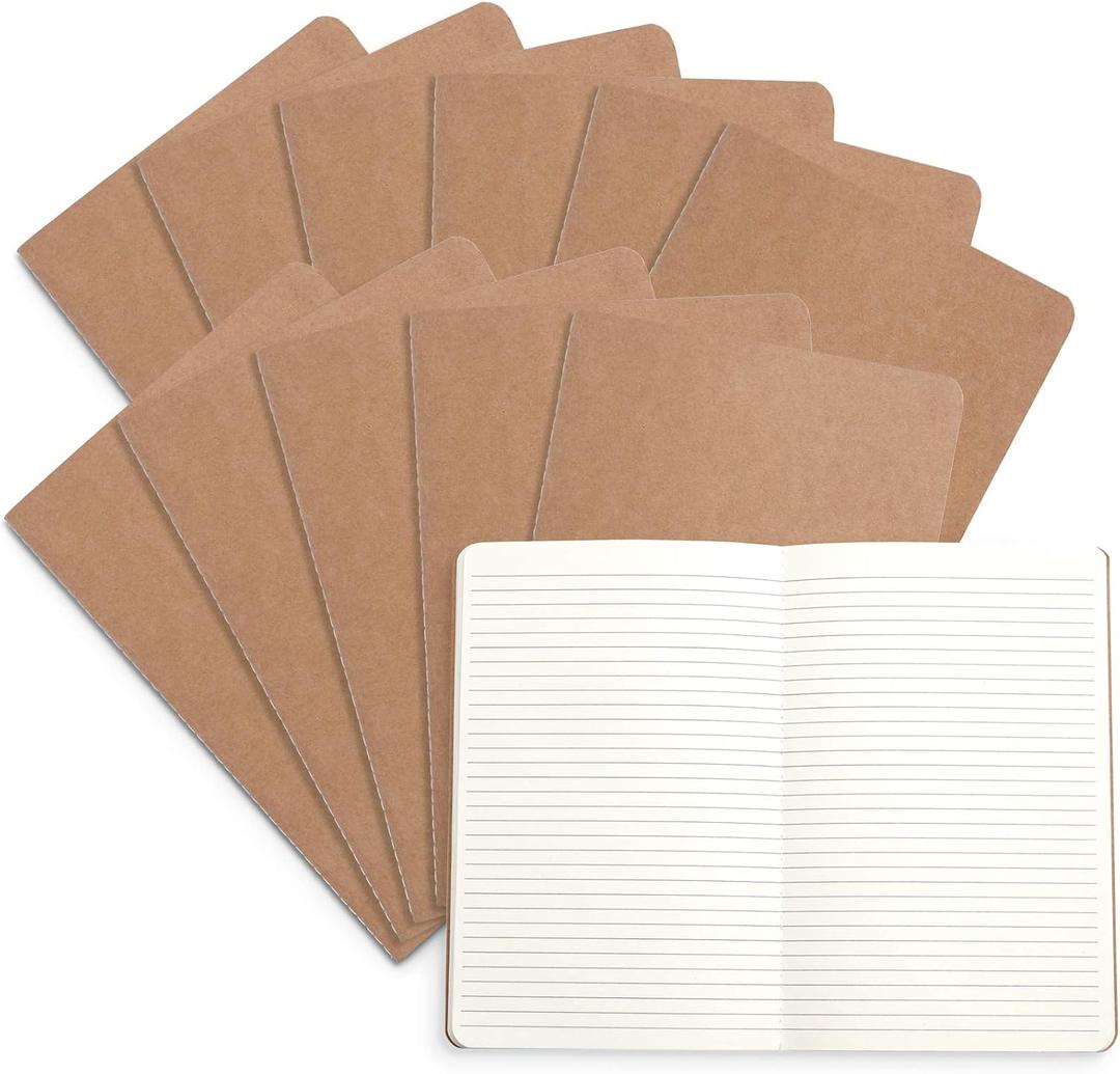 Blue Summit Supplies Blank Kraft Travel Journals Lined Pages 12 pack