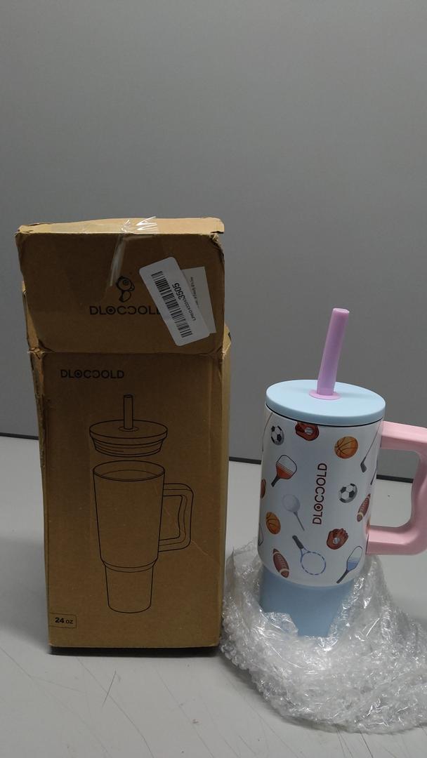 DLOCCOLD Kids 24 oz Tumbler with Handle and Silicone Straw Lid, Leakproof Insulated Tumbler with Spill Resistant Lid, Reusable Stainless Steel Tumbler Mug for Kid Boy Girl, Cupholder Friendly BPA Free