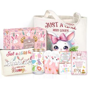 2 x Easter Basket for Teen Girls,Adult Easter Basket Stuffers Essentials for Women with Bunny Mug Tote Bag Socks Gifts for Women Teen Girls.