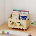 Wood Kids Bookshelf, Montessori Bookshelf, With 2 Adjustable Dividers, Suitable Kids Rooms, Nursery & Classroom, Kids Bookshelf And Toy Storage, Toddler Book Rack, Nursery Book Shelves, Kids Bookcase (Wood Color(stationary))