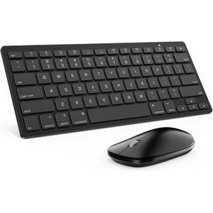 Bluetooth Keyboard and Mouse Compatible with Mac, OMOTON Ultra-Slim Wireless Keyboard and Mouse Combo Compatible with MacOS, MacBook Pro/Air, iMac, Mac Mini, Laptop and PC (Black)