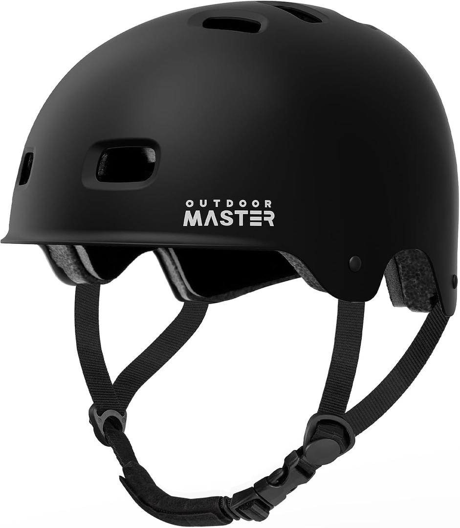 OutdoorMaster Skateboard Cycling Helmet-Beetles Snug,Bike Helmet for Adults, Youth & Kids-Two Removable Liners Ventilation Multi-Sport Commuter Scooter Roller Skate Inline Skating Longboard (Small, A Carbon Black)