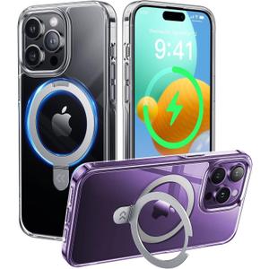 CASEKOO Genuine Official for iPhone 14 Pro Max Case Clear with Magnetic Ring Stand [Compatible with MagSafe] [16FT Military-Grade Protection] Lasting Transparent Slim Phone Grip Cover 6.7 inch