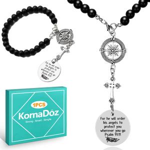 1 Pack Religious Car Mirror Cross  Steel Hanging Accessory for Drivers & Women Protective Charm