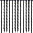 16 Inch Rebar Stakes,Ground Stake 1/2 Inch DiameterGalvanized Steel Ground Anchors, Heavy Duty Metal SpikesAsphalt Anchor,Used for Speed Bump Wheel Stop and Camping Tent(16 Pack Black)
