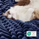 Bedsure Sherpa Blanket Queen Size for Bed - Super Soft, Cozy Fleece Thick Warm Blanket for Winter, GentleSoft Home Room Decor, Navy Blue, 90x90 Inches