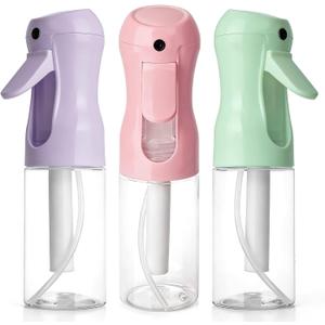 3Pcs Continuous Spray Bottles For Hair,Ultra Fine Mister for Hair Styling, Plants, Cleaning, Salon, Misting & Skin Care (200ML Green+Pink+Purple)