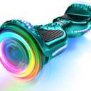 XERATH All terrain hoverboard with bright LED lights and flashing wheels,self balancing scooters with Bluetooth Speakers,UL2272 Safety Certification kids hoverboard ages 6-12 and teen(TURQUOISE)