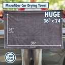 3 Pack Car Drying Towel Set - 1200 GSM Double Twist Pile Microfiber, Super Absorbent, Streak-Free, Scratch-Free, Car Wash & Detailing (24"x36", 16"x24", 12"x12")